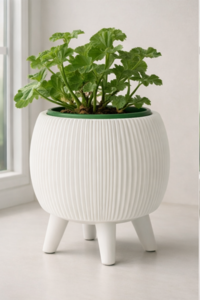 Modern Self-Watering Planter | Minimal Ribbed Pot